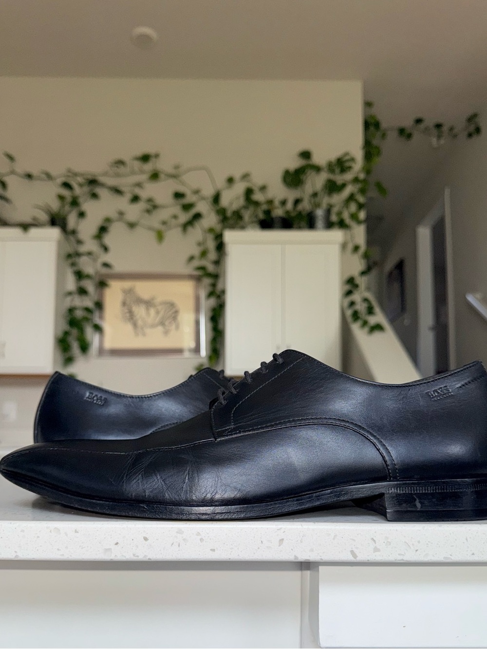 Hugo Boss Black Leather Lace-Up Oxfords